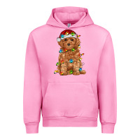 Fuchsia Pink toy poodle with christmas lights Urban Hoodie - RanaPortraitStore