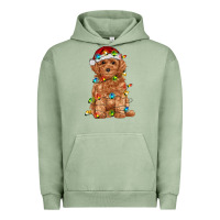Pigment Oil Green toy poodle with christmas lights Urban Hoodie - RanaPortraitStore