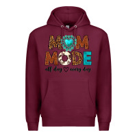 Burgundy mom mode all day every day Premium Hoodie - texasbilliewilder