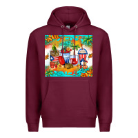 Burgundy puerto rico coffee cups Premium Hoodie - Zillion Design Studio