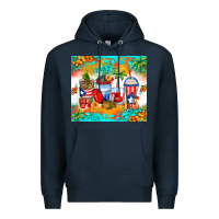 Navy puerto rico coffee cups Premium Hoodie - Zillion Design Studio