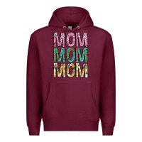 Burgundy mom mom mom mothers day Premium Hoodie - texasbilliewilder