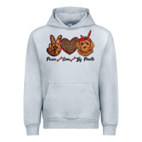 Heather Grey peace love toy poodle Urban Hoodie - RanaPortraitStore
