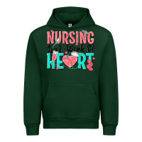 Forest Green nursing is a work of heart Urban Hoodie - texasbilliewilder
