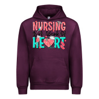 Mauve Wine nursing is a work of heart Urban Hoodie - texasbilliewilder