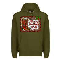 Army Green merry christmas yall Premium Hoodie - RanaPortraitStore