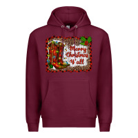 Burgundy merry christmas yall Premium Hoodie - RanaPortraitStore