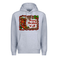 Heather Grey merry christmas yall Premium Hoodie - RanaPortraitStore