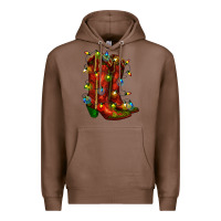Chestnut christmas western boots with lights Premium Hoodie - RanaPortraitStore