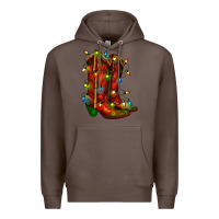 Coffee christmas western boots with lights Premium Hoodie - RanaPortraitStore
