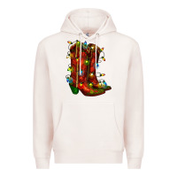 Pale Pink christmas western boots with lights Premium Hoodie - RanaPortraitStore