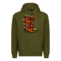 Army Green christmas western boots with lights Premium Hoodie - RanaPortraitStore