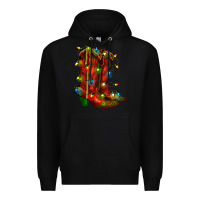 Black christmas western boots with lights Premium Hoodie - RanaPortraitStore