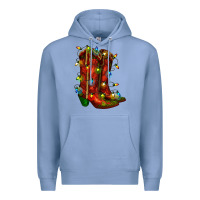 Colony Blue christmas western boots with lights Premium Hoodie - RanaPortraitStore