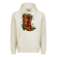 Oatmeal Heather christmas western boots with lights Premium Hoodie - RanaPortraitStore