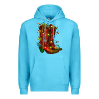Ocean Blue christmas western boots with lights Premium Hoodie - RanaPortraitStore