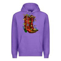 Purple christmas western boots with lights Premium Hoodie - RanaPortraitStore