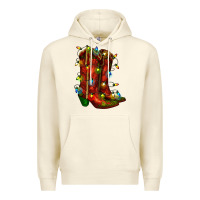 Sandshell christmas western boots with lights Premium Hoodie - RanaPortraitStore