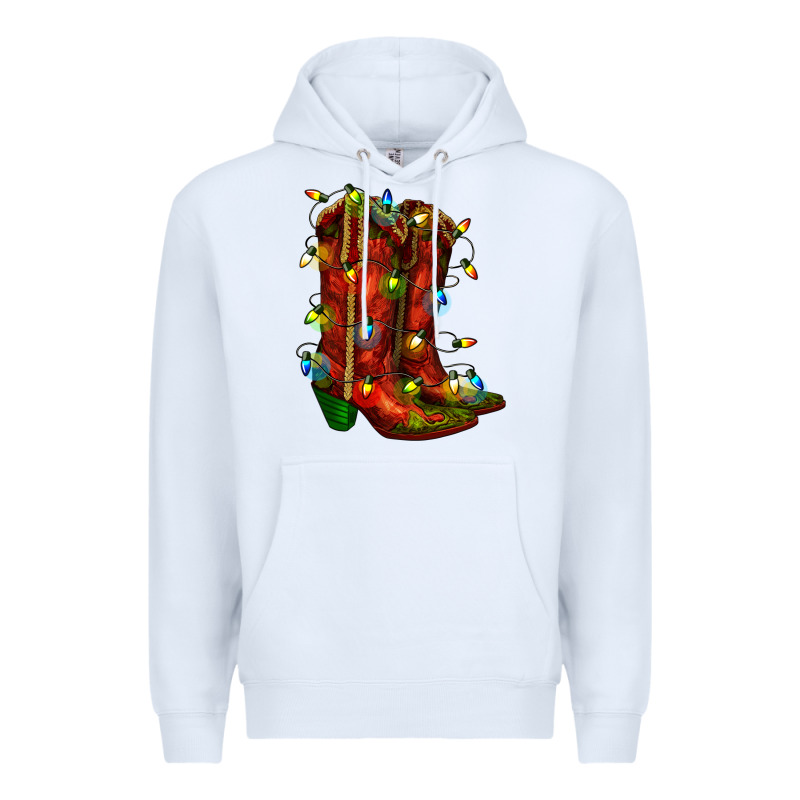 Christmas Western Boots With Lights Premium Hoodie by RanaPortraitStore | Teevron