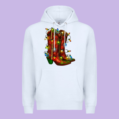 Christmas Western Boots With Lights Premium Hoodie Designed By Ranaportraitstore