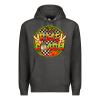 Charcoal Heather race coach  with leopard and peace hand Premium Hoodie - AdoDesignShop