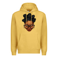 Antique Gold afro woman with bantu knots Premium Hoodie - texasbilliewilder