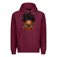 Burgundy afro woman with bantu knots Premium Hoodie - texasbilliewilder