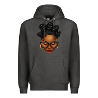 Charcoal Heather afro woman with bantu knots Premium Hoodie - texasbilliewilder