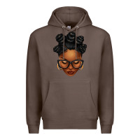 Coffee afro woman with bantu knots Premium Hoodie - texasbilliewilder