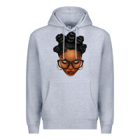 Heather Grey afro woman with bantu knots Premium Hoodie - texasbilliewilder