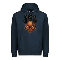 Navy afro woman with bantu knots Premium Hoodie - texasbilliewilder
