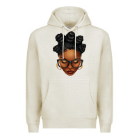 Oatmeal Heather afro woman with bantu knots Premium Hoodie - texasbilliewilder