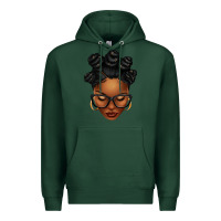 Sports Green afro woman with bantu knots Premium Hoodie - texasbilliewilder