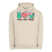 Pigment French Oak peace love nurse Urban Hoodie - texasbilliewilder