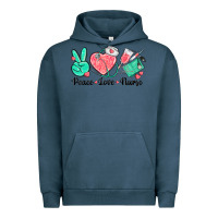 Pigment Midnight Navy peace love nurse Urban Hoodie - texasbilliewilder
