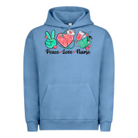 Pigment Pebble Blue peace love nurse Urban Hoodie - texasbilliewilder