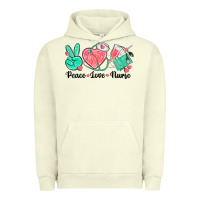 Pigment Pistachio peace love nurse Urban Hoodie - texasbilliewilder