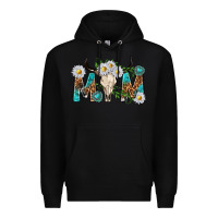 Black mom with bull skull Premium Hoodie - texasbilliewilder