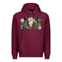 Burgundy mom with bull skull Premium Hoodie - texasbilliewilder
