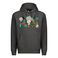 Charcoal Heather mom with bull skull Premium Hoodie - texasbilliewilder