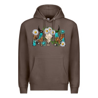 Coffee mom with bull skull Premium Hoodie - texasbilliewilder