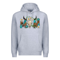 Heather Grey mom with bull skull Premium Hoodie - texasbilliewilder