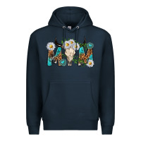 Navy mom with bull skull Premium Hoodie - texasbilliewilder