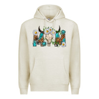 Oatmeal Heather mom with bull skull Premium Hoodie - texasbilliewilder