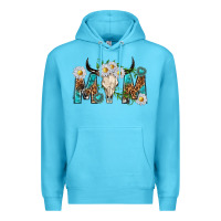 Ocean Blue mom with bull skull Premium Hoodie - texasbilliewilder