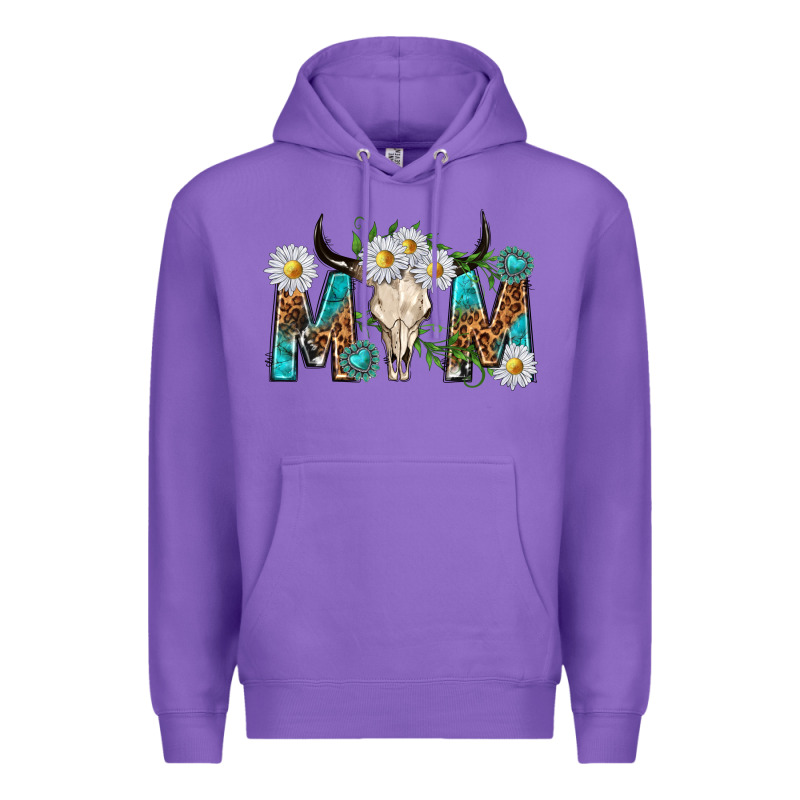Mom With Bull Skull Premium Hoodie by texasbilliewilder | Teevron