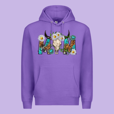 Mom With Bull Skull Premium Hoodie Designed By Texasbilliewilder
