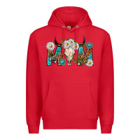 Red mom with bull skull Premium Hoodie - texasbilliewilder