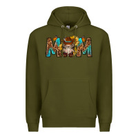 Army Green mom with bull skull Premium Hoodie - texasbilliewilder
