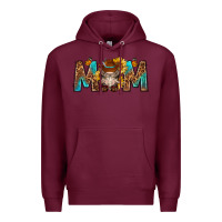 Burgundy mom with bull skull Premium Hoodie - texasbilliewilder